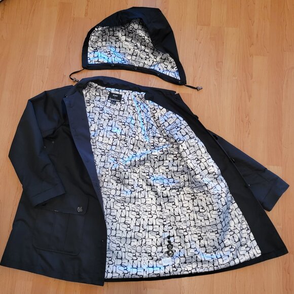 Dennis by Dennis Basso Black Hooded Trench Coat - L - Picture 9 of 13
